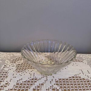 Clear Fluted Glass Serving Bowl - Elegant Scalloped Design